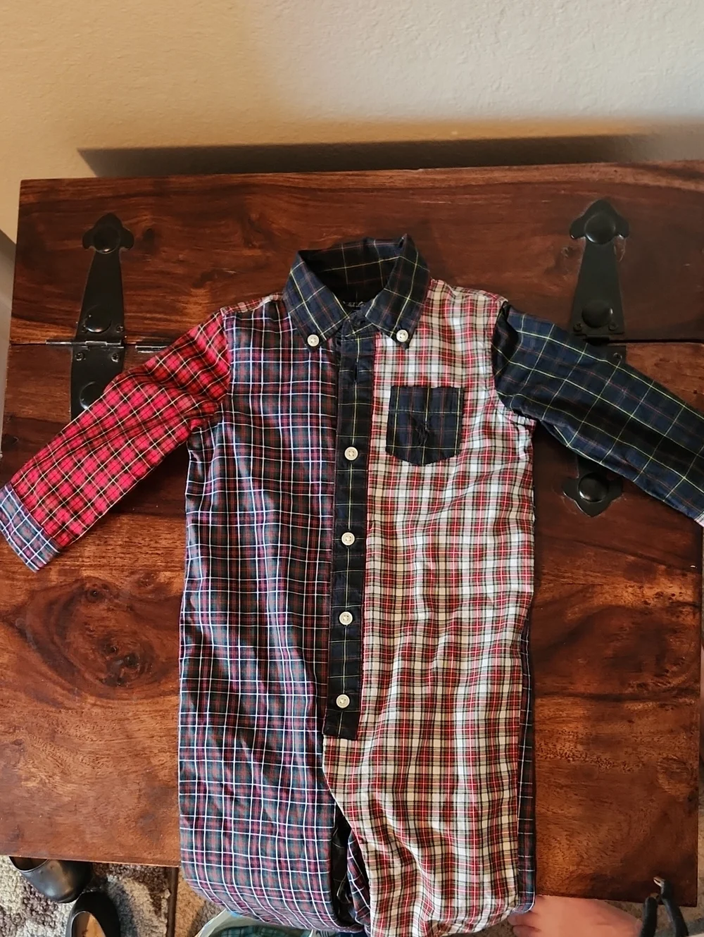 Ralph Lauren Multiplaid Baby Outfit with Green & Red Tartan Lining 9 Months